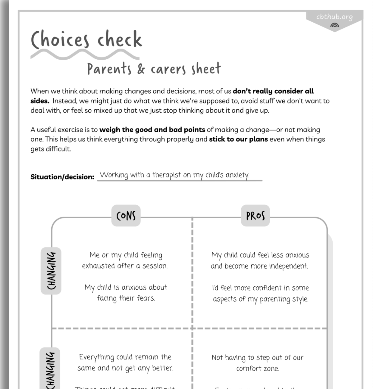 Choices check (example)