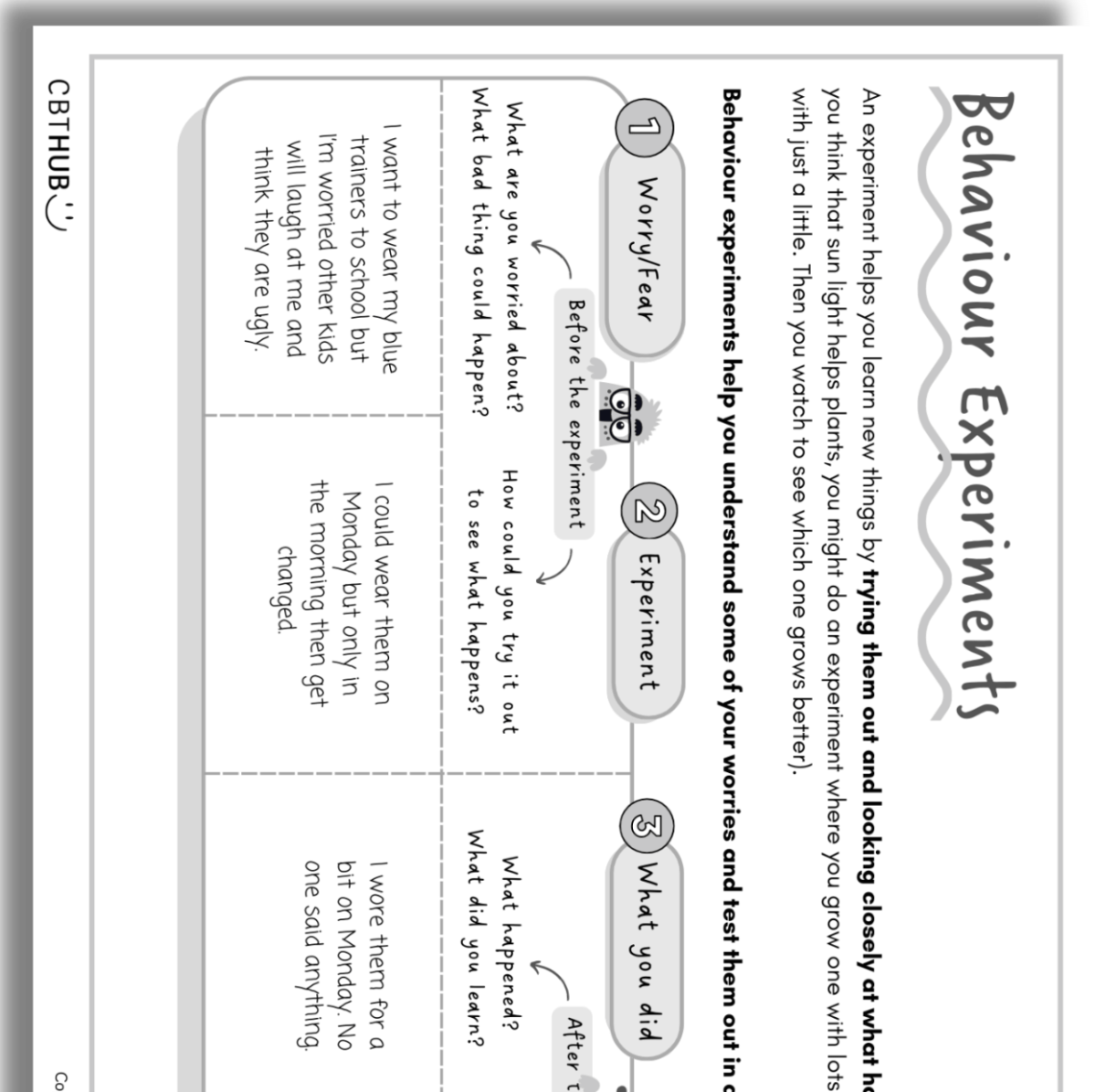 Experiment Conversation Example Behavioural Experiments Example | CBT Worksheet For Children