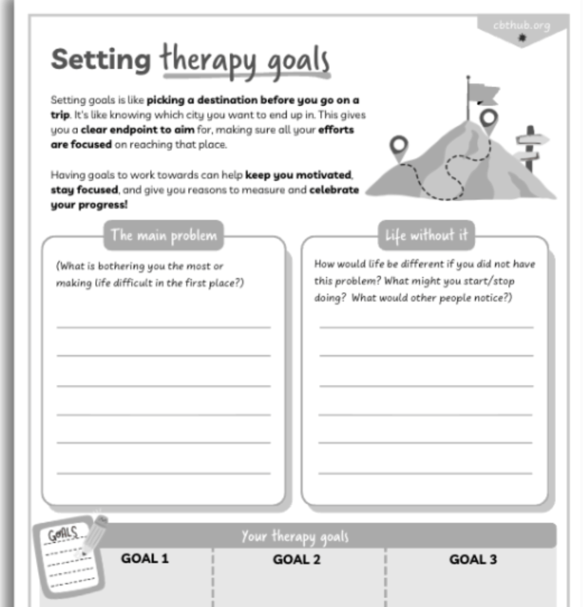 Setting Therapy Goals with Teenagers | Free CBT Worksheet