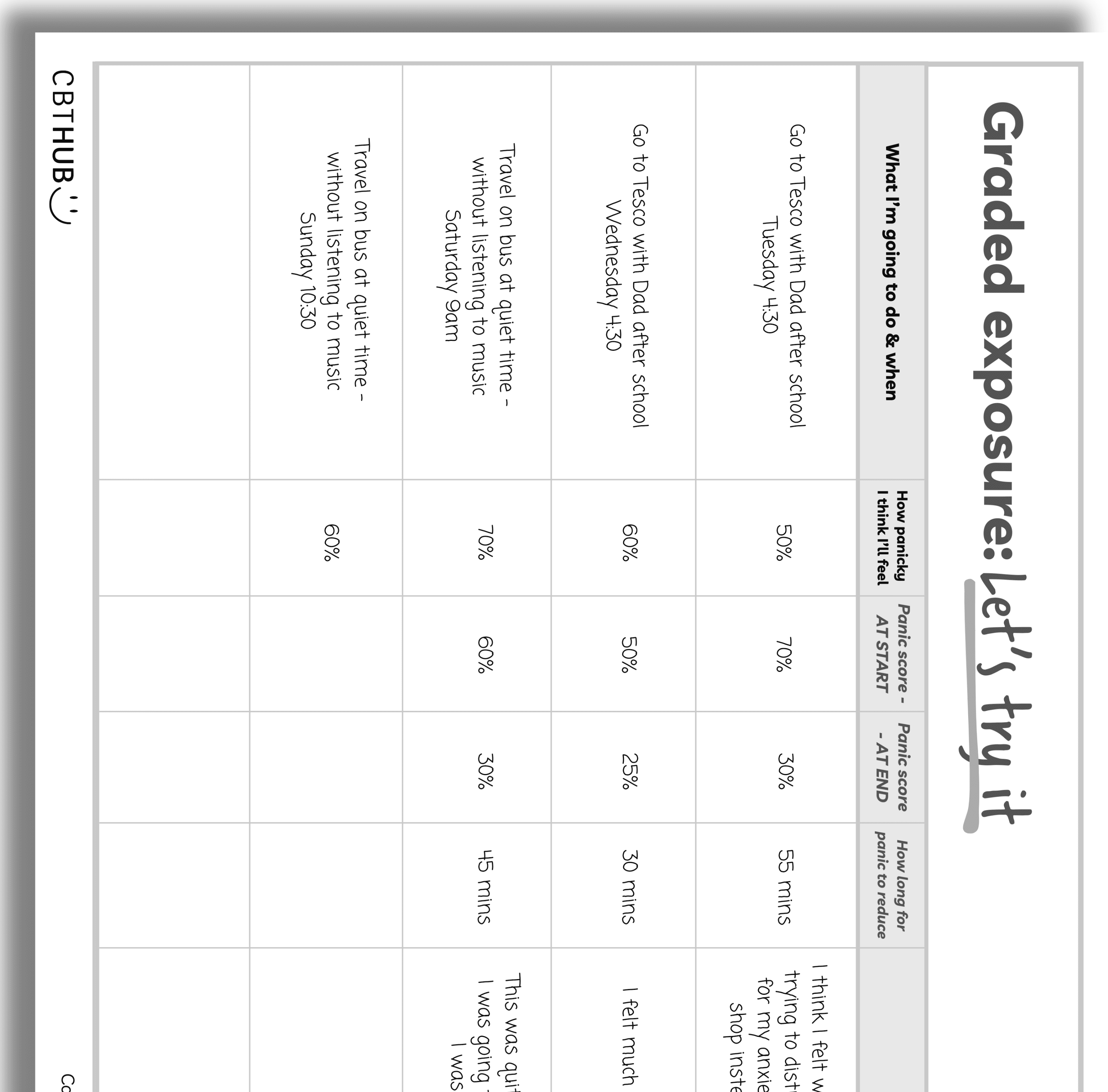 Graded exposure Log (example)