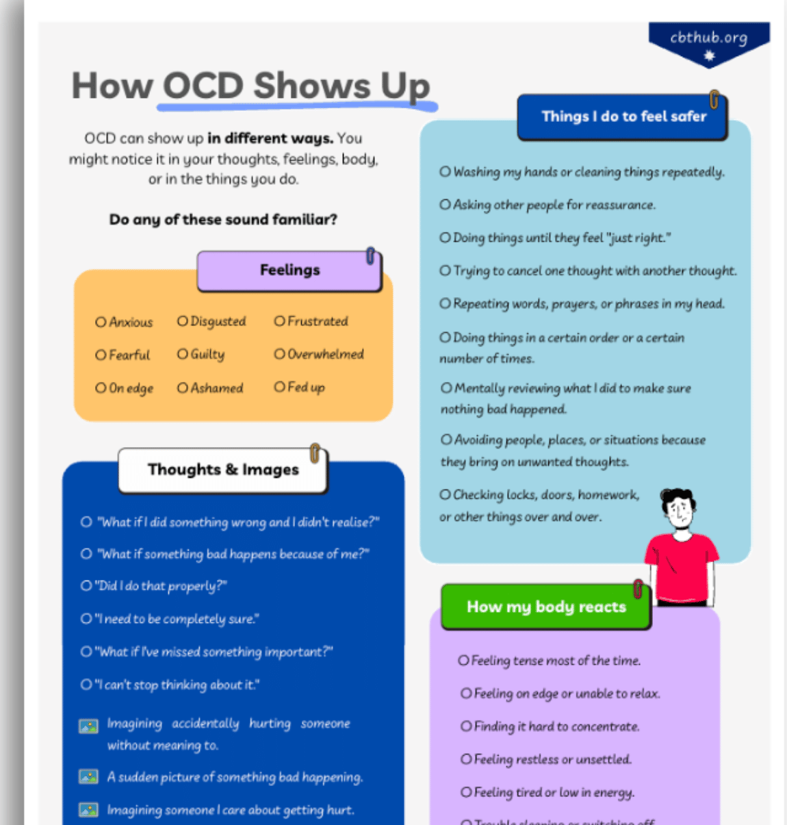 Full-colour OCD symptoms worksheet for young people